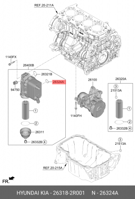 УПЛОТНИТЕЛЬНОЕ КОЛЬЦО МАСЛЯНОГО ФИЛЬТРА ДВИГАТЕЛЯ 263182R001 263182R001 HYUNDAI KIA