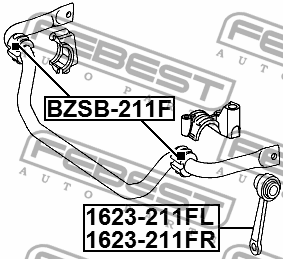 Втулки передн стабилизатора комплект MERCEDES BENZ E 320 CDI 211. BZSB-211F BZSB-211F FEBEST