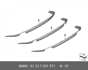 51127331571 Накладка заднего бампера ! \BMW 5' F07 GT LCI 51 12 7 331 571 BMW