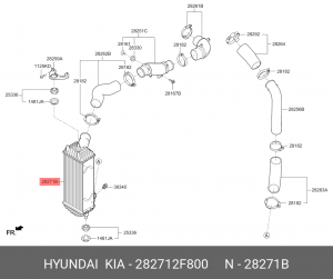 Охладитель KIA Sorento (12-) (2.2 TCI) наддувного воздуха OE 282712F800 HYUNDAI KIA