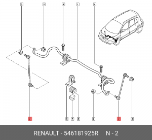Стойка стабилизатора RENAULT Kangoo,Megane,Scenic (03-) переднего левая/правая O 546181925R RENAULT
