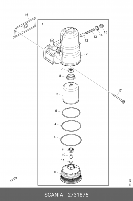 РМК фильтра грубой очистки масла. 2731875 SCANIA
