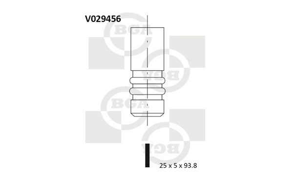 клапан выпускной! 25x5x93.8\ Opel Astra/Corsa/Agila 1.0/1.2 12V/16V 97> V029456 BG AUTOMOTIVE