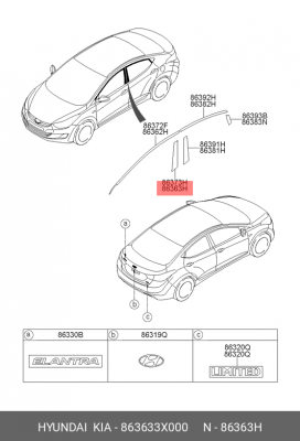 МОЛДИНГ ДВЕРИ 863633X000 HYUNDAI