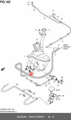 Насос омывателя SUZUKI стекла ветрового OE 3841078K01 SUZUKI