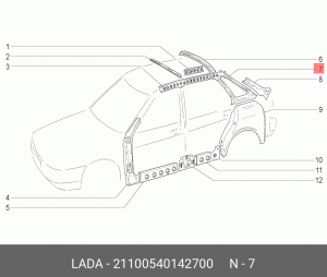 21100-5401427-00 ПАНЕЛЬ боковая угловая левая 2110 21100-5401427-00 LADA VAZ