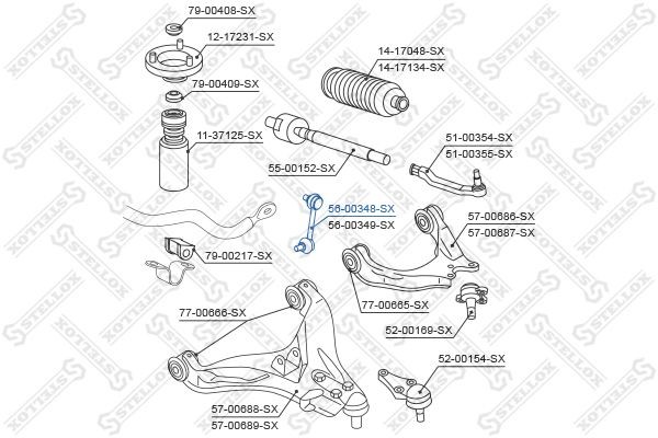 тяга стабилизатора переднего правая!\ Mitsubishi Pajero V65/63/73W 99> 56-00348-SX STELLOX