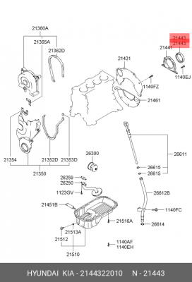 САЛЬНИК КОЛЕНВАЛА ЗАДНИЙ 21443-22010 2144322010 HYUNDAI KIA