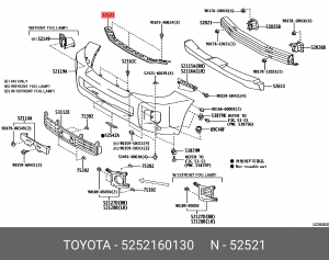 усилитель бампера! переднего верхний\ Toyota Land Cruiser 200 09> 52521-60130 TOYOTA