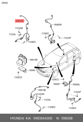 Датчик ABS передний правый 59830A6300 HYUNDAI KIA