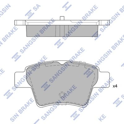 Колодки тормозные PEUGEOT 207 (07-) CITROEN C4 (04-) задние (4шт.) SANGSIN SP2153 SANGSIN
