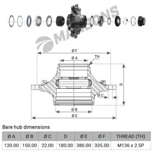 ступица! D=280 с подшпником\ BPW (ECO Plus) 8-9t 300.368 MANSONS