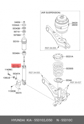 Амортизатор KIA Mohave (11-) (3.0 TCI) задний левый (H.P.D) OE 553102J350 HYUNDAI KIA