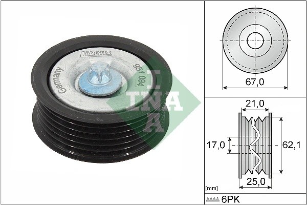 Ролик приводного ремня MERCEDES C (W204,S204),E (C207,W212,S212) обводной INA 532062910 INA