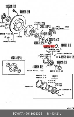 Шпилька ступицы заднего колеса 90116-08325 90116-08325 TOYOTA
