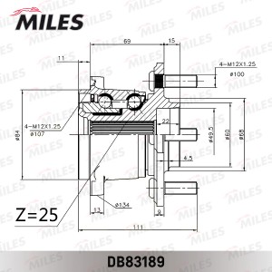 Ступица колеса с подшипником NISSAN MARCH/NOTE/TIIDA зад.4WD DB83189 DB83189 MILES