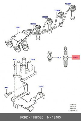 свеча зажигания!\ Ford Fiesta/Escort/Mondeo/Focus/Ka/Puma 1.3-1.8 90> 4988520 FORD