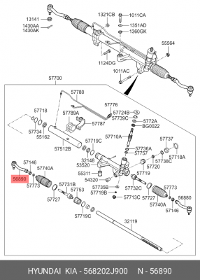Наконечник рулевой тяги KIA Mohave (09-) правый OE 568202J900 HYUNDAI KIA