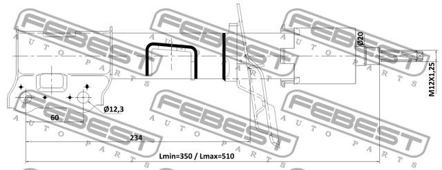 Амортизатор передний левый GAS.TWIN TUBE 12110-005FL 12110-005FL FEBEST
