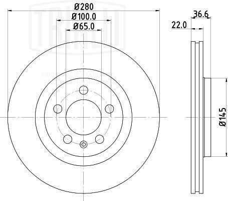 Диск торм. Skoda Octavia (96-)/VW Golf IV (97-) перед. d=280 (DF 180109)  2шт DF 180109 TRIALLI