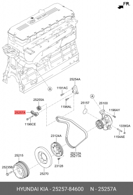Натяжитель ремня генератора/вод.насоса 25257-84400 2525784600 HYUNDAI KIA