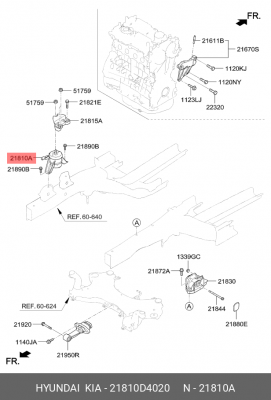 Опора двигателя HYUNDAI Sonata (15-) правая OE 21810D4020 HYUNDAI KIA