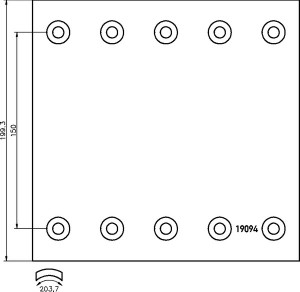 Накладка тормозной колодки BPW SAF (420x200) 2-й рем. 80 отв. 8x15 / 93251 (8шт. 1909440 TEXTAR