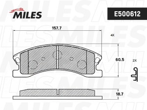 Колодки тормозные передние (Смесь CERAMIC серия PRO) JEEP GRAND CHEROKEE II 00-  E500612 MILES