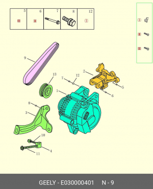 РЕМЕНЬ ГЕНЕРАТОРА E030000401 E030000401 GEELY