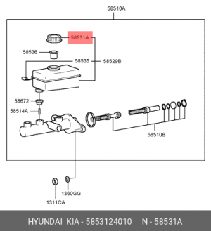 Крышка бачка тормозной жидкости Корея HYUNDAI/KIA 5853124010 HYUNDAI KIA