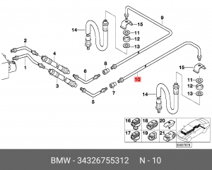 трубопровод тормозной! задний\ BMW E39 All 34 32 6 755 312 BMW