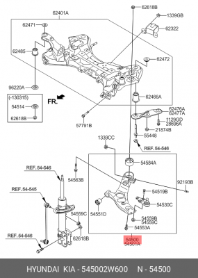 Рычаг подвески HYUNDAI Santa Fe (14-) передний нижний левый OE 54500-2W600 HYUNDAI KIA