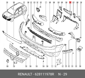 628111978R НАКЛАДКА КУЗОВА ПЛАСТИКОВАЯ 628111978R RENAULT