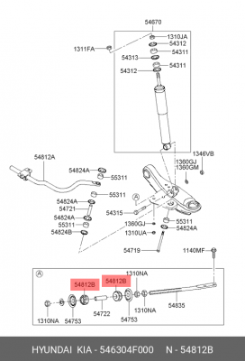 Втулка тяги стабилизатора HYUNDAI Porter 2 OE 546304F000 HYUNDAI KIA