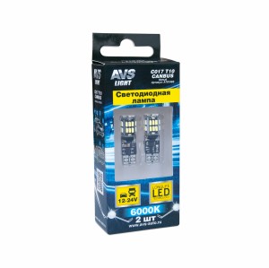 к-т ламп! светодиодных C017 T10, белый (W2.1x9.5d) CANBUS 30 SMD 3014 12-24V, 2ш A78196S AVS