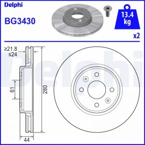 BG3430 диск тормозной передний!\ Renault Clio/Megane/Laguna 1.6-2.0/1.9D 96> BG3430 DELPHI