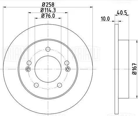 Диск торм. Kia Venga (10-) зад. d=258 (окраш.) (DF 073115) DF 073115 TRIALLI