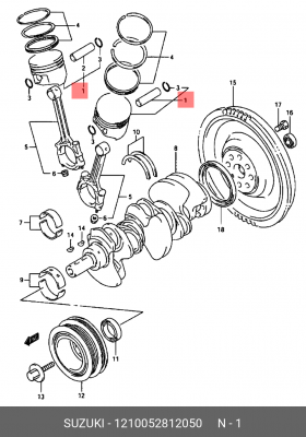 ПОРШЕНЬ (SUZUKI) 12100-52812-050 SUZUKI