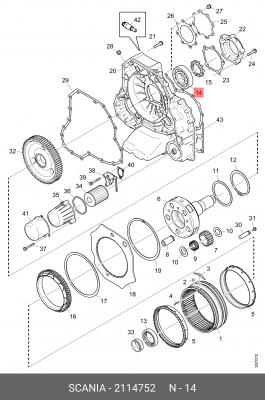 подшипник шариковый !КПП выходного вала (6312/C3) 60x130x31 \Scania GR800/890/90 2114752 SCANIA