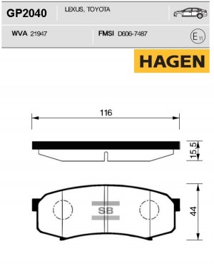 колодки дисковые задние! HAGEN\ Toyota Land Cruiser 80/90 3.4-4.2TD 90> GP2040 HAGEN