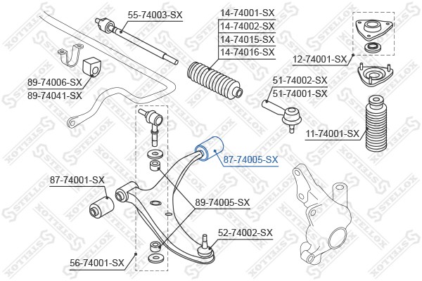 сайлентблок рычага зад.!\ Nissan Sunny all 90-95/100NX all 90-94 87-74005-SX STELLOX