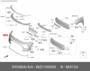 KIA SOUL (2019>) ВЕРХНЯЯ ЧАСТЬ 86511K0000 HYUNDAI KIA