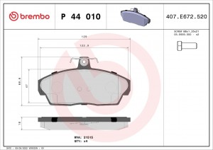P44010 337 10=FDB1291=571976B !колодки дисковые п.\ Land Rover Freelander 1.8i 1 P44010 BREMBO