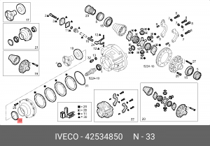 сальник хвостовика! задн.моста 110.23x145x10/12\Iveco Cursor/Tector, Volvo FM9 42534850 IVECO