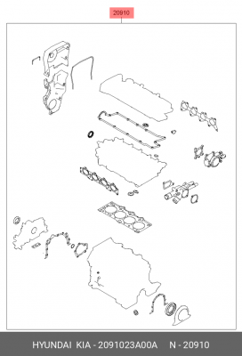 НАБОР ПРОКЛАДОК 20910-23A00A 2091023A00A HYUNDAI KIA