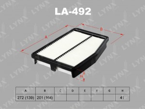 Фильтр воздушный KIA Optima (12-) LYNX LA-492 LYNXAUTO