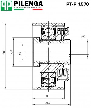 Ролик натяжитель ремня с эксцентриком (натяжной) ВАЗ 2170, 2192, VESTA PT-P 1570 PTP1570 PILENGA