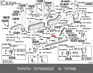 75793-60020 уплотнитель молдинга двери! \ Toyota Land Cruiser Prado 02-09 75793-60020 TOYOTA
