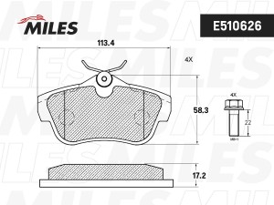 Колодки тормозные задние (Смесь CERAMIC серия PRO) CITROEN JUMPY/FIAT SCUDO/PEUG E510626 MILES