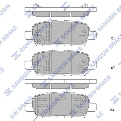 Колодки тормозные NISSAN X-Trail (11-) задние (4шт.) SANGSIN SP1250 SANGSIN